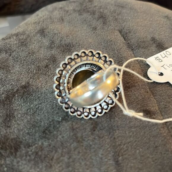 NWT NATURAL ARTISAN CRAFTED TIGERS EYE RING IN 925 STERLING SILVER SZ6.5 - Picture 5 of 11